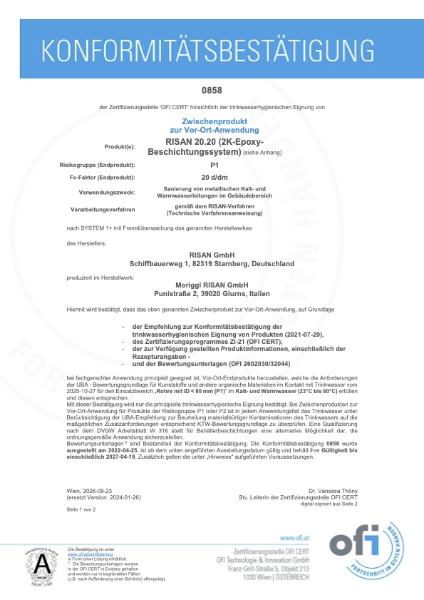 RISAN 20.20 - Konformitätsbestätigung 0858 - 19.04.27
